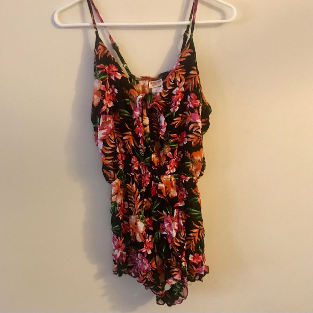 Mossimo Romper with Tie in Tropical Print